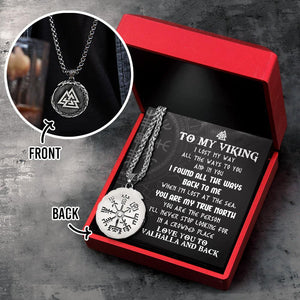 Compass Nordic Necklace - Viking - To My Viking Man - I Love You To Valhalla And Back - Augnfv26004 - Gifts Holder