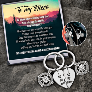 Compass Puzzle Keychains - Family - To My Niece - I'll Always Be By Your Side - Augkdf28001 - Gifts Holder