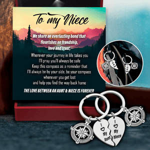 Compass Puzzle Keychains - Family - To My Niece - I'll Always Be By Your Side - Augkdf28001 - Gifts Holder