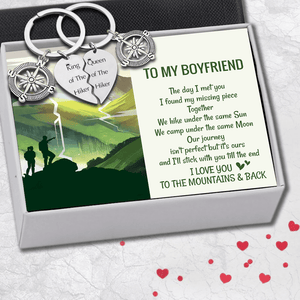 Compass Puzzle Keychains - Hiking - To My Boyfriend - We Camp Under The Same Moon - Augkdf12001 - Gifts Holder