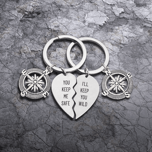 Compass Puzzle Keychains - Hiking - To My Man - Wherever You Go, My Heart Is Always With You - Augkdf26002 - Gifts Holder