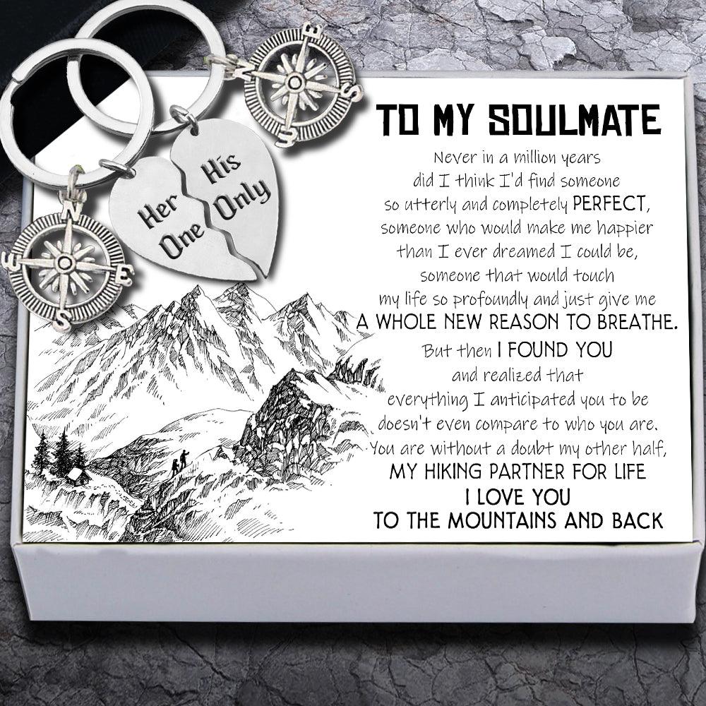 Compass Puzzle Keychains - Hiking - To My Soulmate - I Love You To The Mountains And Back - Augkdf13002 - Gifts Holder