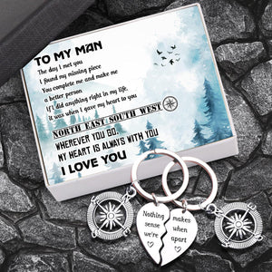 Compass Puzzle Keychains - Travel - To My Man - Wherever You Go - Augkdf26001 - Gifts Holder