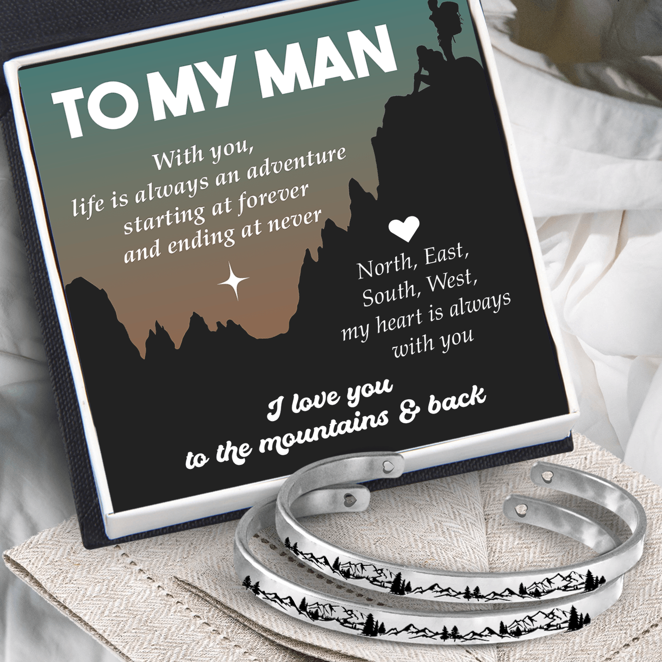 Couple Bracelets - Hiking - To My Man - I Love You To The Mountains & Back - Augbt26014 - Gifts Holder