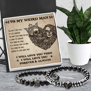 Couple Crown and Skull Bracelets - Skull & Tattoo - To My Man - Deeper In Love Every Day - Augbu26004 - Gifts Holder