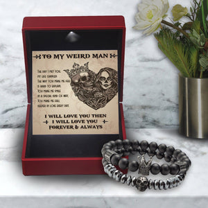 Couple Crown and Skull Bracelets - Skull & Tattoo - To My Man - Deeper In Love Every Day - Augbu26004 - Gifts Holder