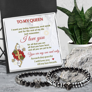 Couple Crown and Skull Bracelets - Skull & Tattoo - To My Queen - You Are My One And Only - Augbu13003 - Gifts Holder