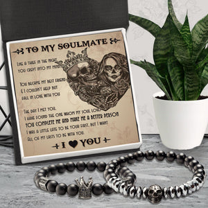 Couple Crown and Skull Bracelets - Skull & Tattoos - To Couple - I Love You - Augbu26002 - Gifts Holder