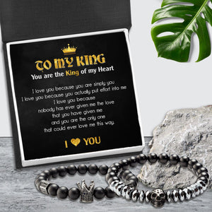 Couple Crown and Skull Bracelets - Skull & Tattoos - To My Man - I Love You - Augbu26010 - Gifts Holder