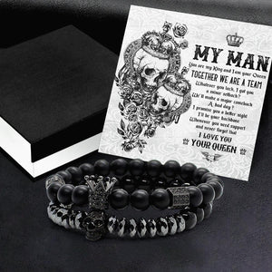 Couple Crown and Skull Bracelets - Skull - To My Man - Together We Are A Team - Augbu26001 - Gifts Holder