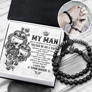 Couple Crown and Skull Bracelets - Skull - To My Man - Together We Are A Team - Augbu26001 - Gifts Holder