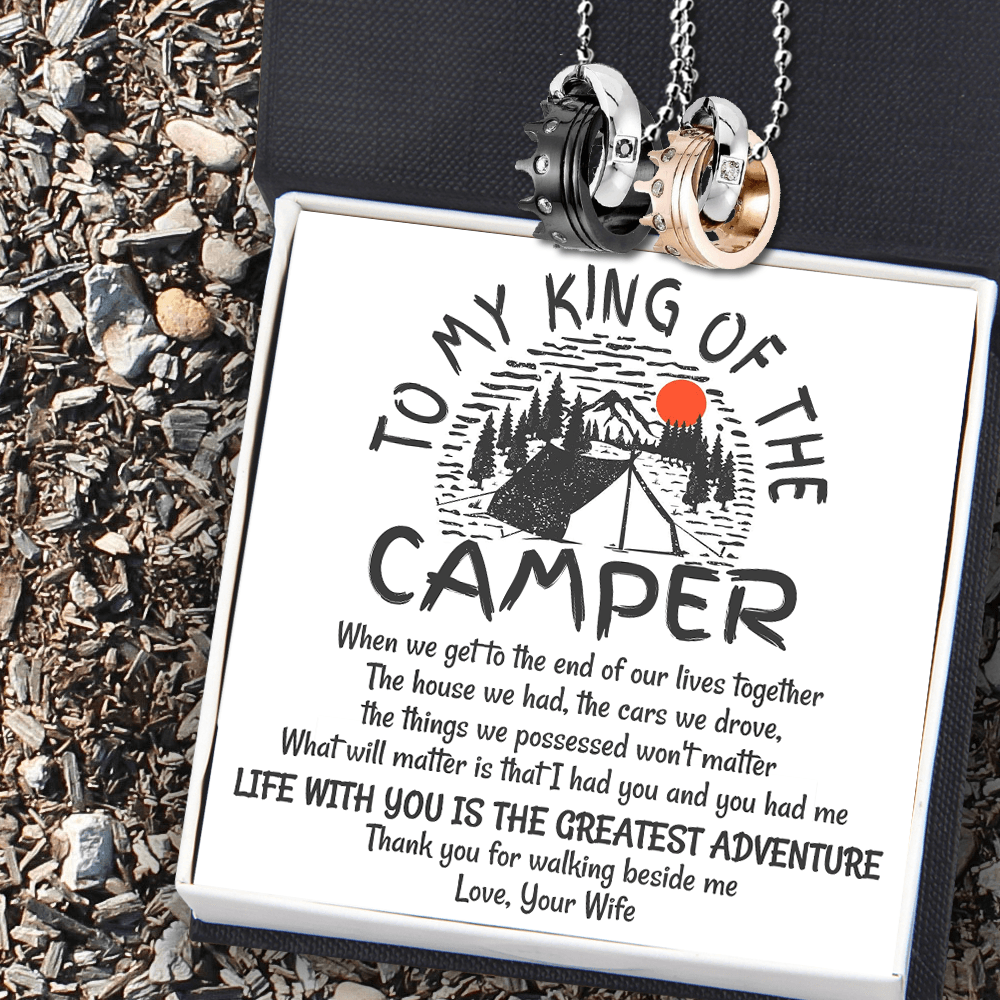 Couple Crown Pendant Necklaces - Camping - To My Husband - Life With You Is The Greatest Adventure - Augnz14001 - Gifts Holder