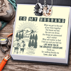 Couple Crown Pendant Necklaces - Hiking - To My Husband - Thank You For Walking Beside Me - Augnz14002 - Gifts Holder