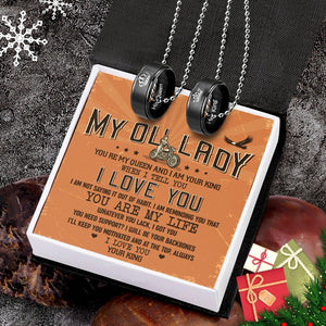 Couple Pendant Necklaces - Biker - To My Ol' Lady - I Will Be Your Backbones - Augnw13009 - Gifts Holder