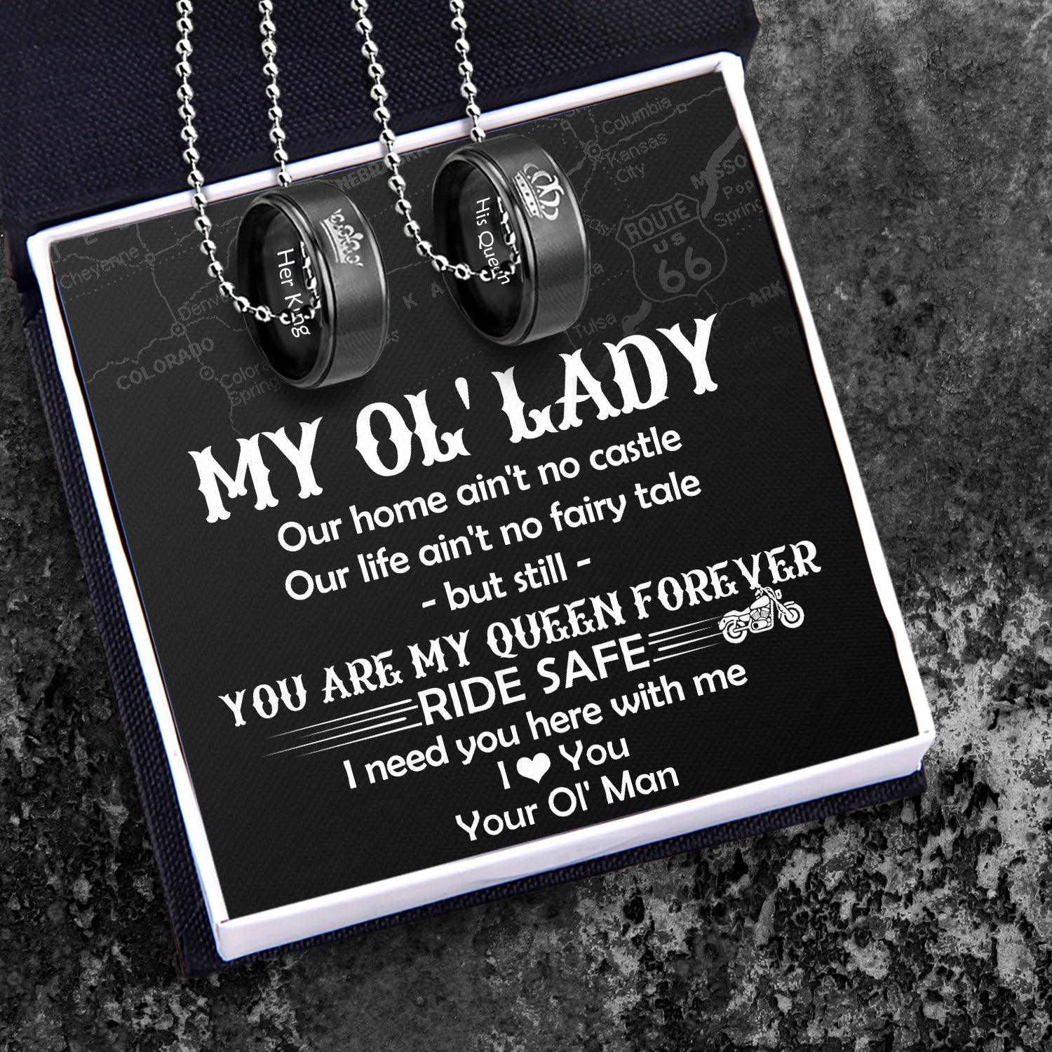 Couple Pendant Necklaces - Biker - To My Ol' Lady - You Are My Queen Forever - Augnw13004 - Gifts Holder