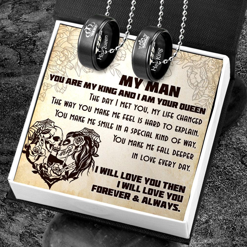 Couple Pendant Necklaces - Skull & Tattoo - To My Man - Deeper In Love Every Day - Augnw26014 - Gifts Holder