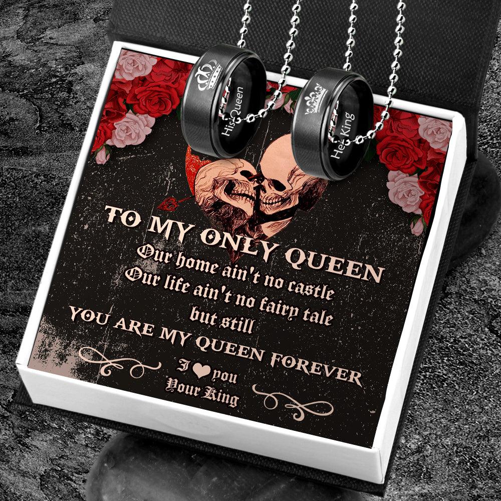 Couple Pendant Necklaces - Skull & Tattoo - To My Only Queen - You Are My Queen Forever - Augnw13007 - Gifts Holder