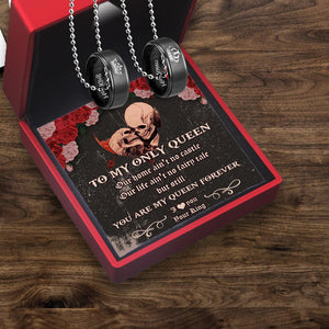 Couple Pendant Necklaces - Skull & Tattoo - To My Only Queen - You Are My Queen Forever - Augnw13007 - Gifts Holder