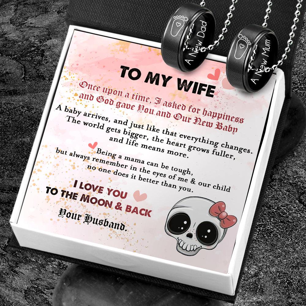 Couple Pendant Necklaces - Skull - To A New Mum - I Love You To The Moon & Back - Augnw15004 - Gifts Holder