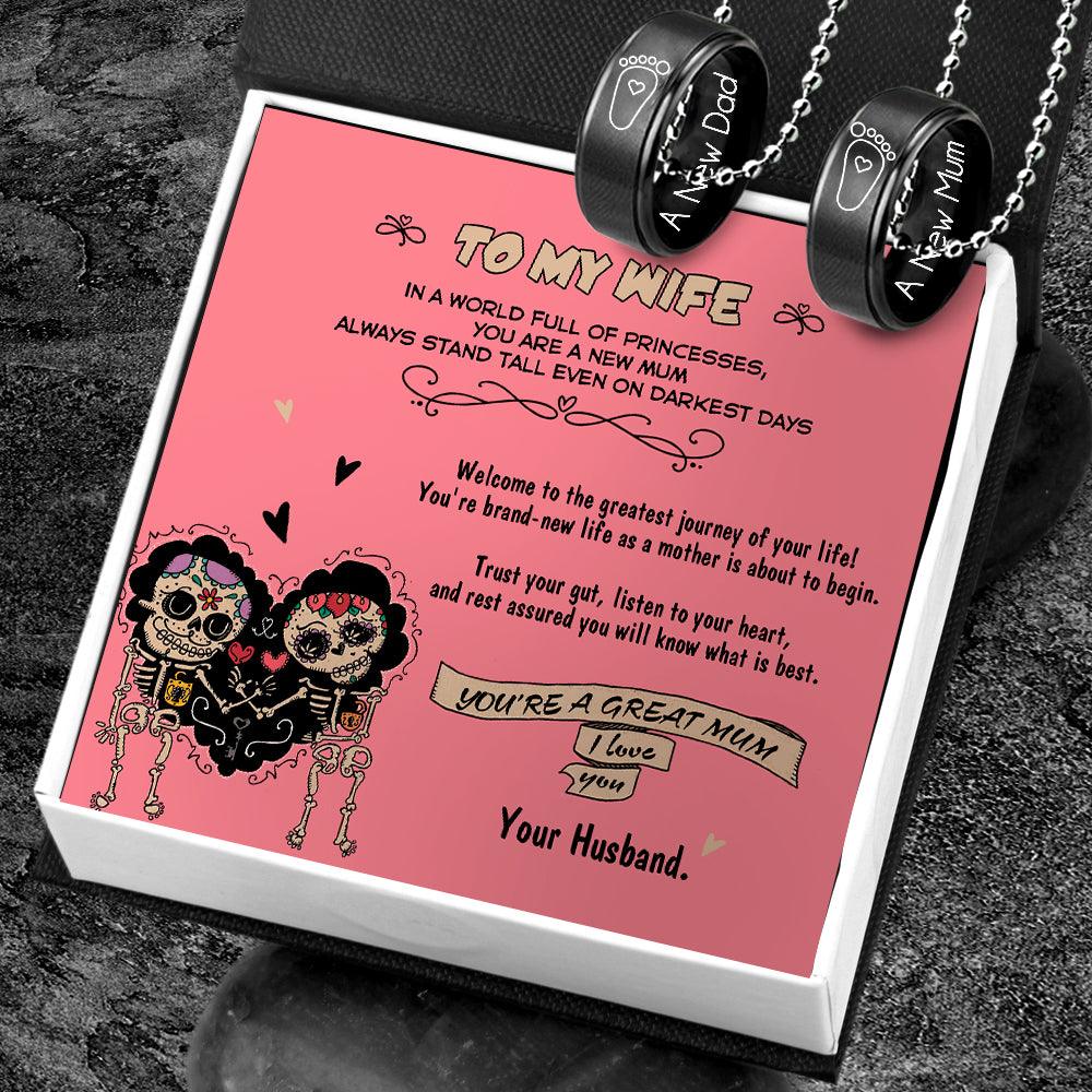 Couple Pendant Necklaces - Skull - To A New Mum - Welcome To The Greatest Journey Of Your Life - Augnw15006 - Gifts Holder