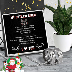 Couple Ring Necklaces - Biker Skull - To My Outlaw Biker - I Love You - Augndx26005 - Gifts Holder