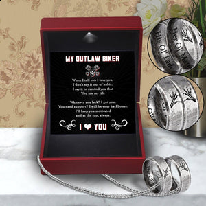 Couple Ring Necklaces - Biker Skull - To My Outlaw Biker - I Love You - Augndx26005 - Gifts Holder