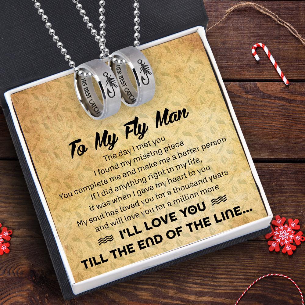 Couple Ring Necklaces - Fishing - To My Fly Man - My Soul Has
