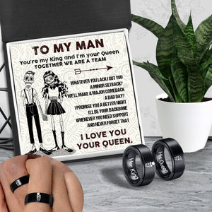 Couple Ring - Skull & Tattoo - To My Man - You're My King And I'm Your Queen - Augrlc26004 - Gifts Holder