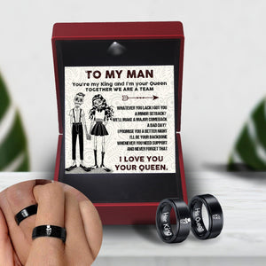 Couple Ring - Skull & Tattoo - To My Man - You're My King And I'm Your Queen - Augrlc26004 - Gifts Holder