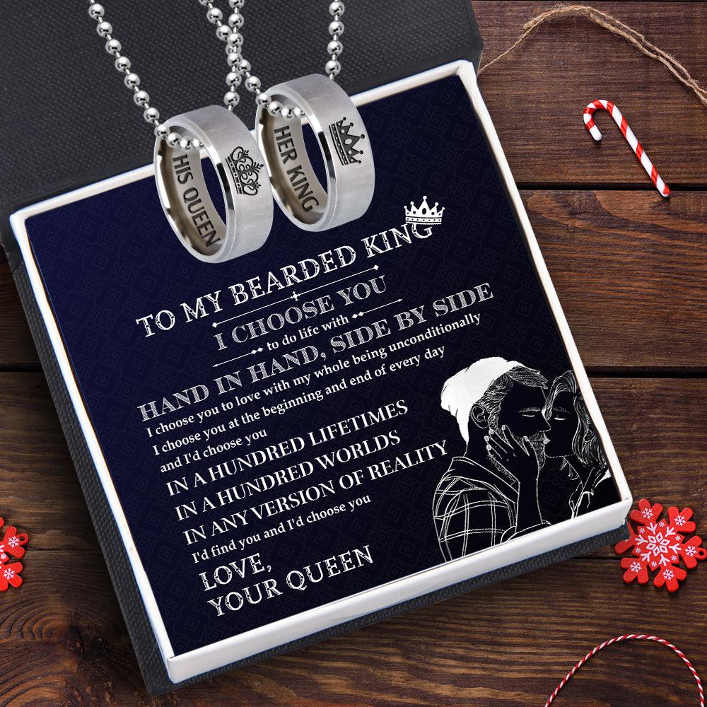 Couple Rune Ring Necklaces - Beard - To My Bearded King - I'd Choose You In A Hundred Lifetimes - Augndx26004 - Gifts Holder