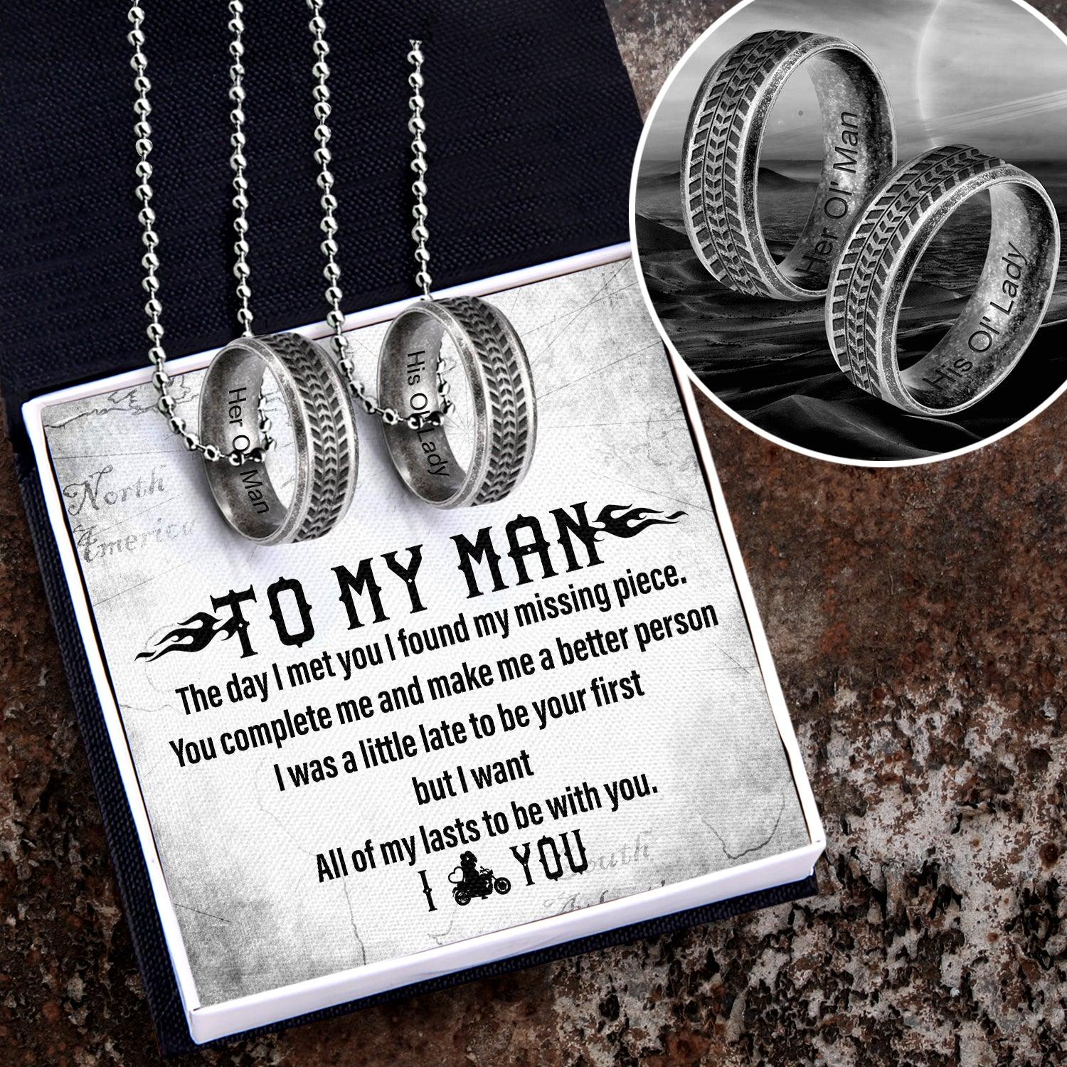 Couple Wheel Ring Necklaces - Biker - To My Man - Make Me A Better Person - Augndx26009 - Gifts Holder