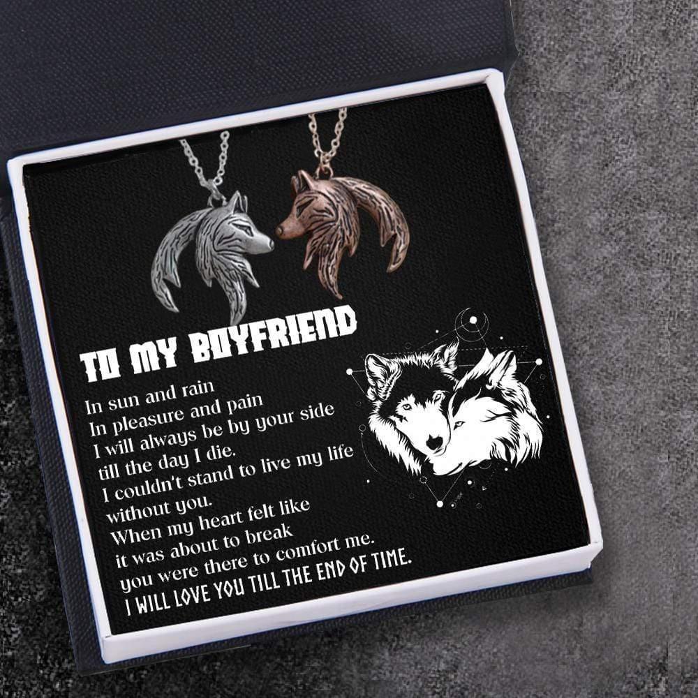 Couple Wolf Pendant Necklaces - To My Boyfriend - I Will Love You Till The End Of Time - Augnbd12001