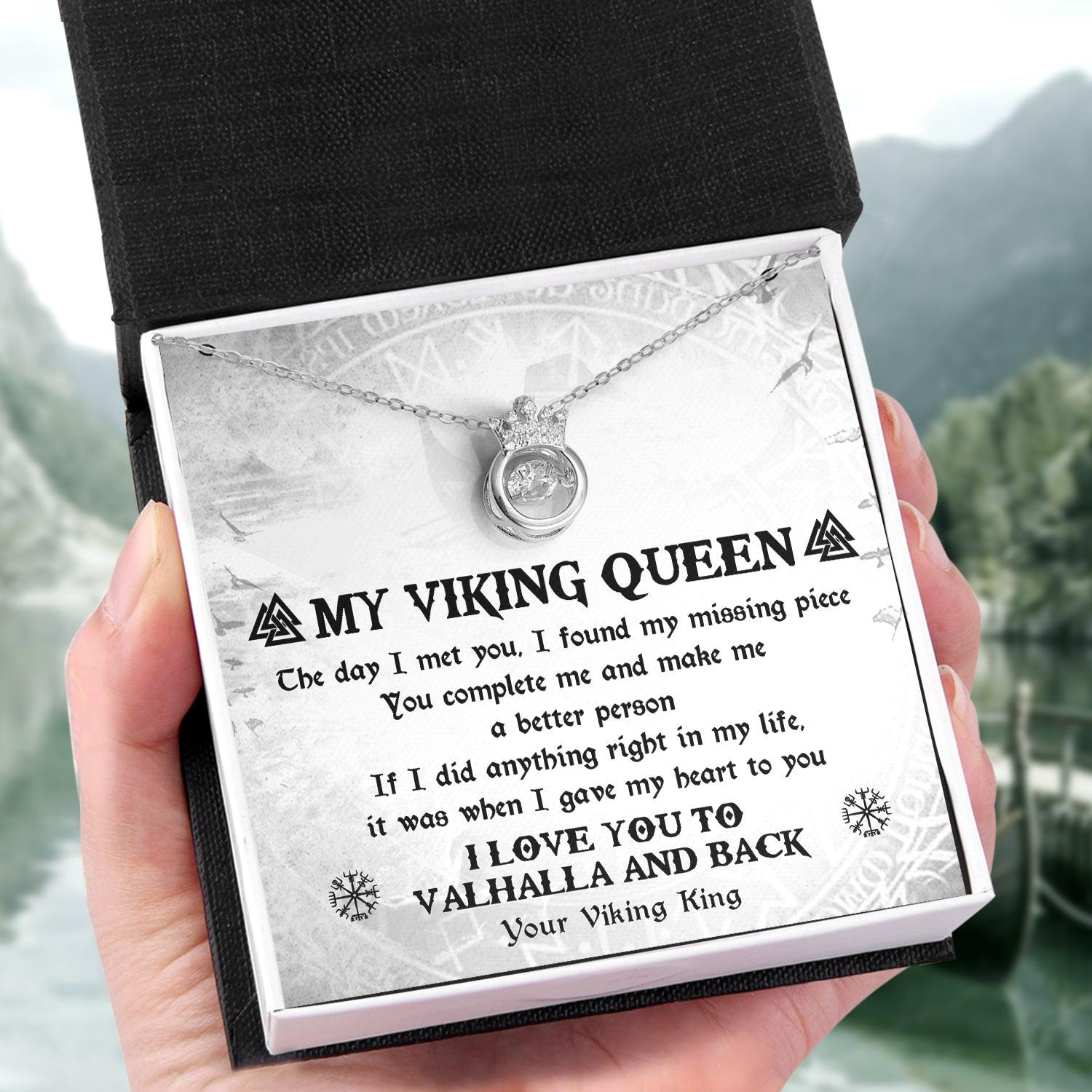 Crown Necklace - Viking - To My Viking Queen - I Love You To Valhalla & Back - Augnzq13001 - Gifts Holder