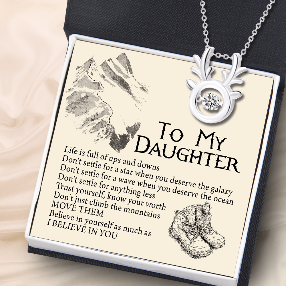 Crystal Reindeer Necklace - Hiking - To My Daughter - Believe In Yourself As Much As I Believe In You - Augnfu17007 - Gifts Holder