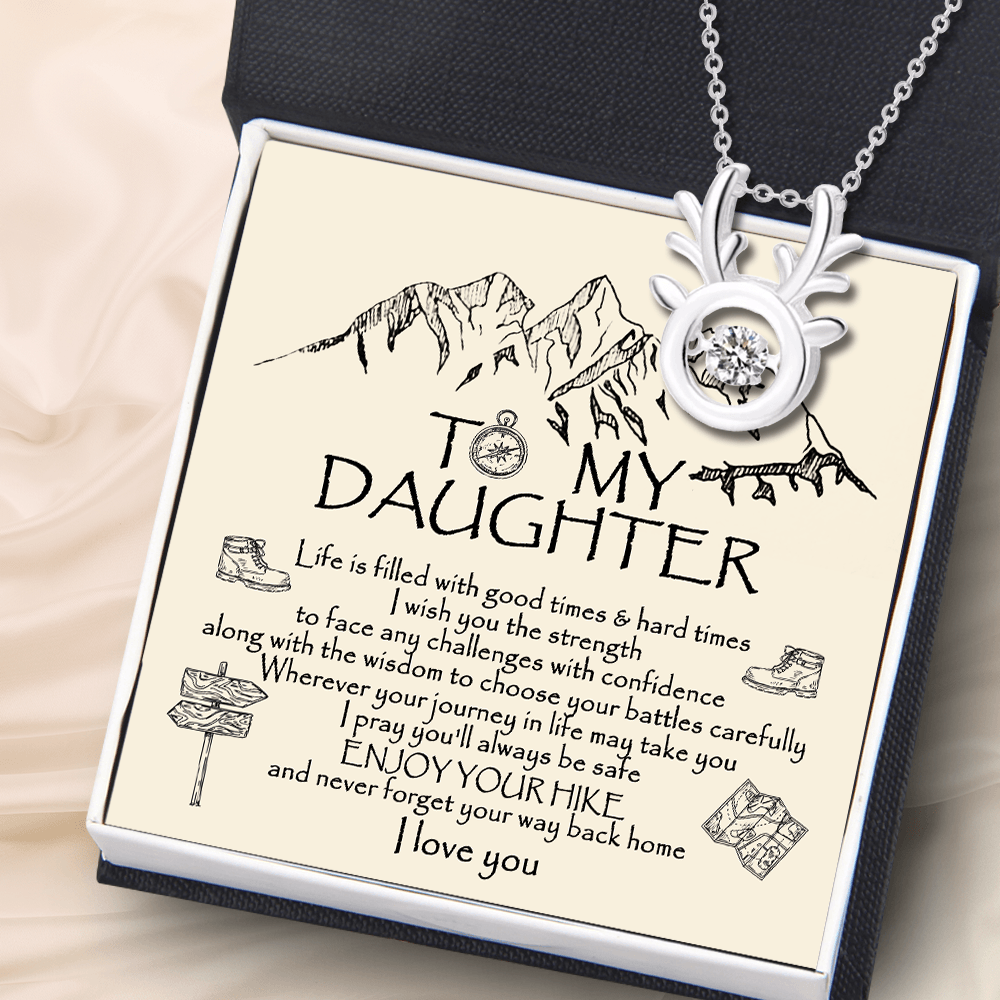 Crystal Reindeer Necklace - Hiking - To My Daughter - I Pray You'll Always Be Safe - Augnfu17009 - Gifts Holder