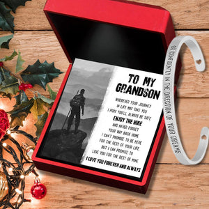 Cuff Bracelet - Hiking - To My Grandson - I Can Promise To Love You For The Rest Of Mine - Augbzf22001 - Gifts Holder