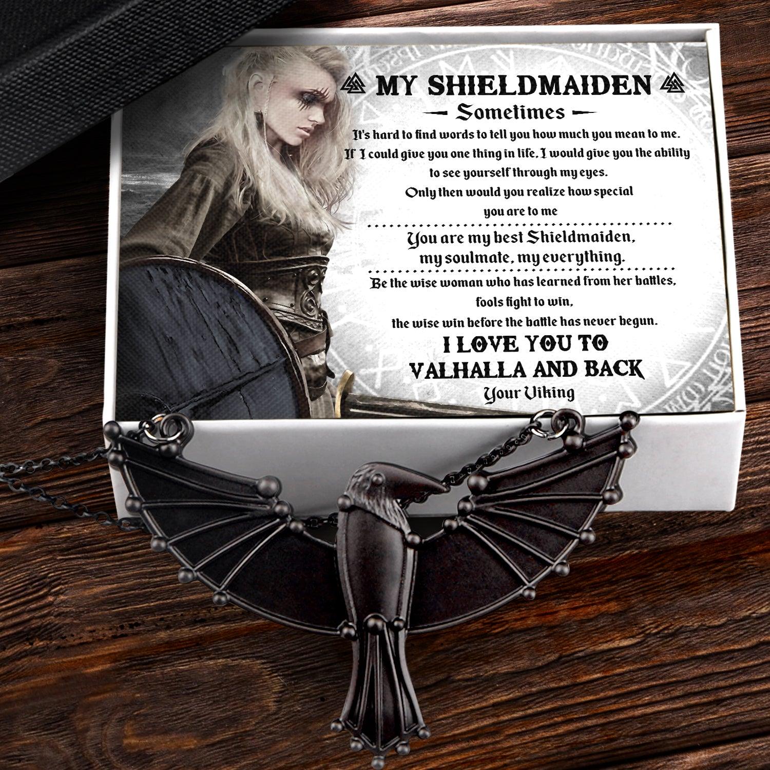 dark raven necklace viking my shield maiden i love you to valhalla and back augncm13002 gifts holder 1