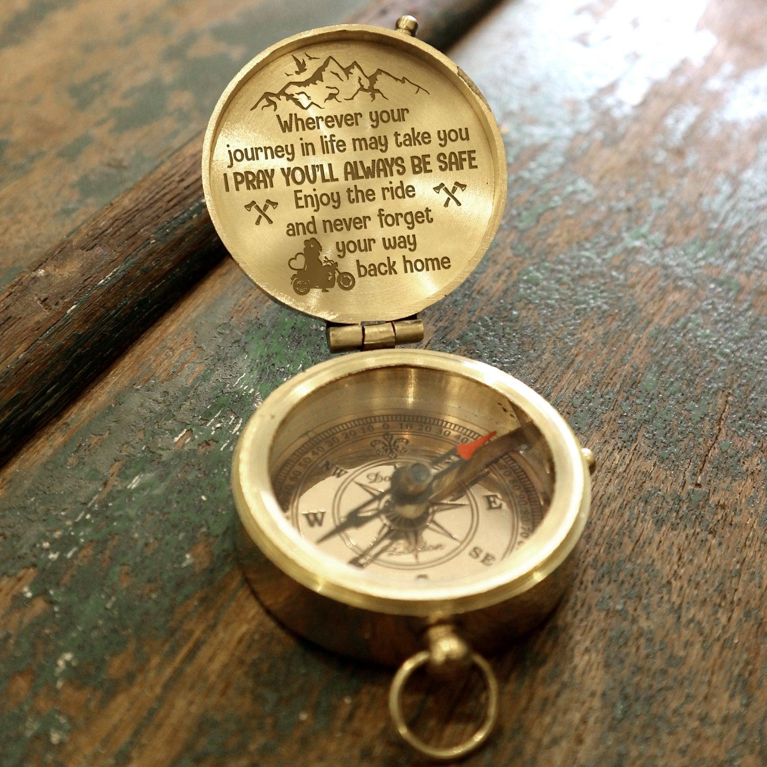 Engraved Compass - Biker - To My Man - I Pray You Will Always Be Safe - Augpb26031 - Gifts Holder