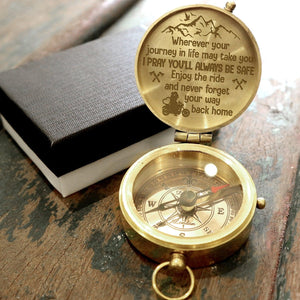 Engraved Compass - Biker - To My Man - I Pray You Will Always Be Safe - Augpb26031 - Gifts Holder