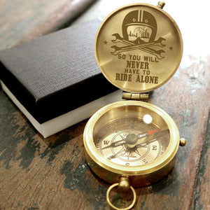 Engraved Compass - Biker - To My Man - You Will Never Have To Ride Alone - Augpb26040 - Gifts Holder