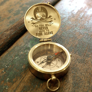 Engraved Compass - Biker - To My Man - You Will Never Have To Ride Alone - Augpb26040 - Gifts Holder