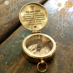 Engraved Compass - Biker - To My Son - You Are Brave, Strong & Loved - Augpb16004 - Gifts Holder