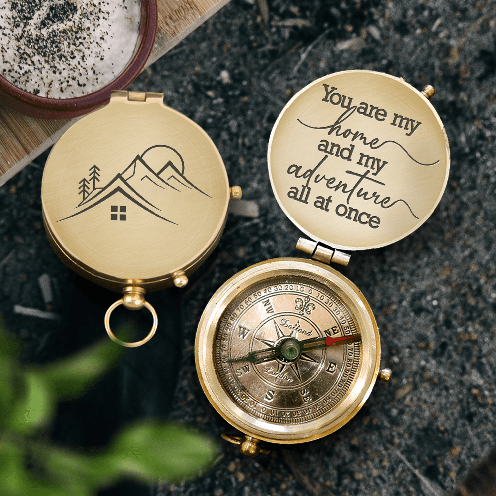 Engraved Compass - Hiking - To My Loved One - You Are My Home And My Adventure All At Once - Augpb13006 - Gifts Holder