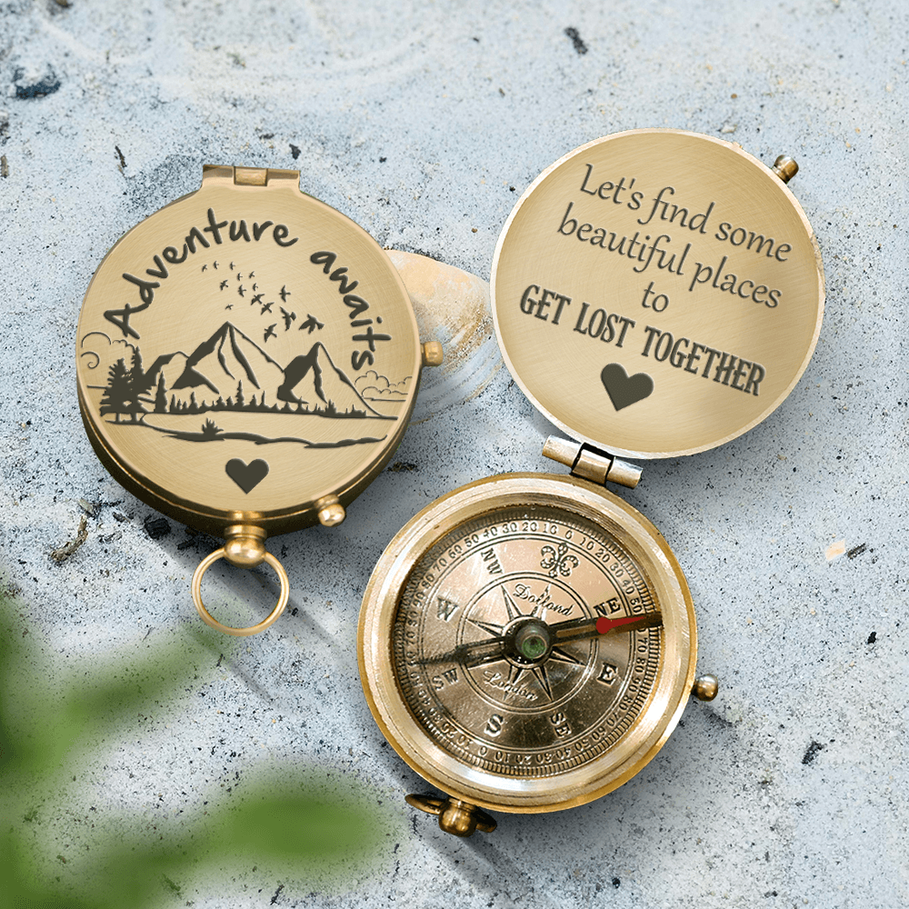 Engraved Compass - Hiking - To My Man - Let's Find Some Beautiful Places To Get Lost Together - Augpb26027 - Gifts Holder