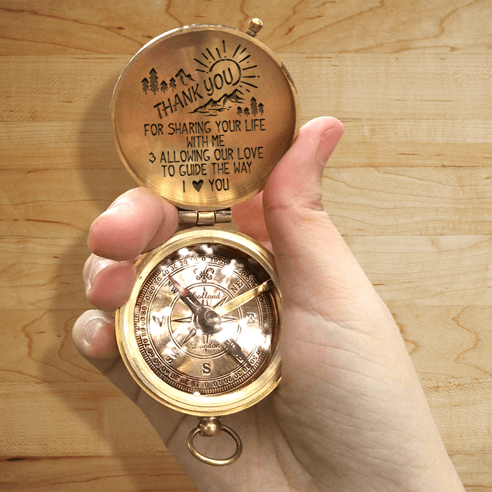 Engraved Compass - Hiking - To My Man - Thank You For Sharing Your Life With Me - Augpb26035 - Gifts Holder