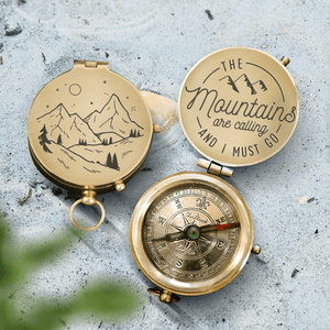 Engraved Compass - Hiking - To Myself - The Mountains Are Calling And I Must Go ... - Augpb34002 - Gifts Holder