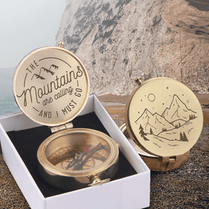 Engraved Compass - Hiking - To Myself - The Mountains Are Calling And I Must Go ... - Augpb34002 - Gifts Holder