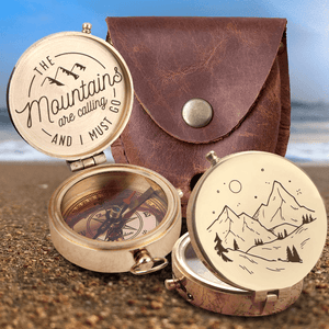 Engraved Compass - Hiking - To Myself - The Mountains Are Calling And I Must Go ... - Augpb34002 - Gifts Holder