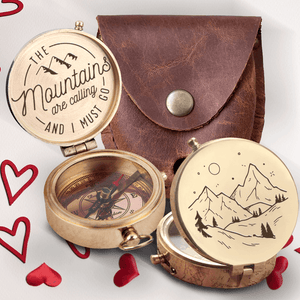 Engraved Compass - Hiking - To Myself - The Mountains Are Calling And I Must Go ... - Augpb34002 - Gifts Holder