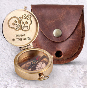 Engraved Compass - Skull & Tattoo - To My Man - You Are My True North - Augpb26019 - Gifts Holder